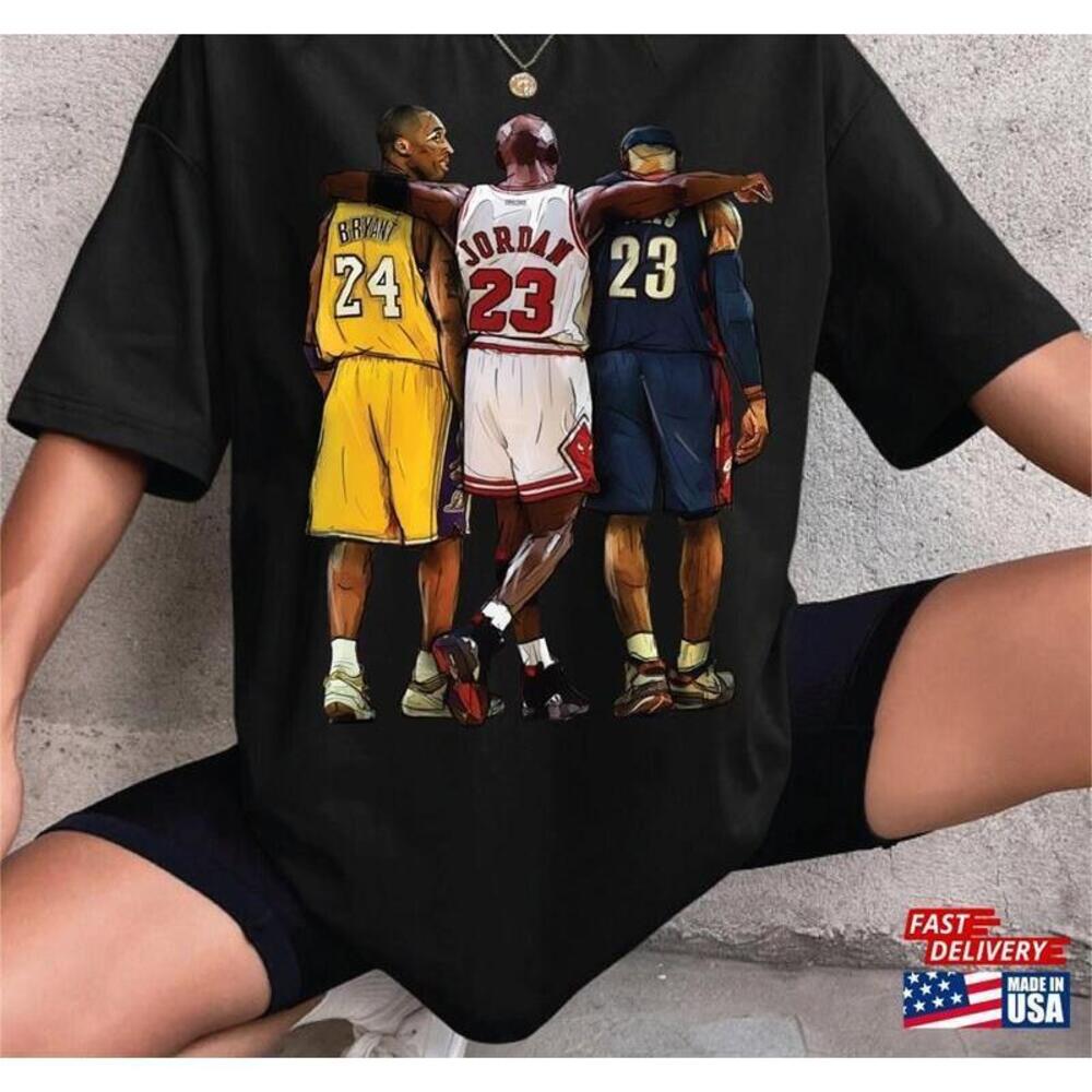 Limited 3 Legends Basketball Kobe Lebron Michael Jordan Graphic Tee Retro Tees